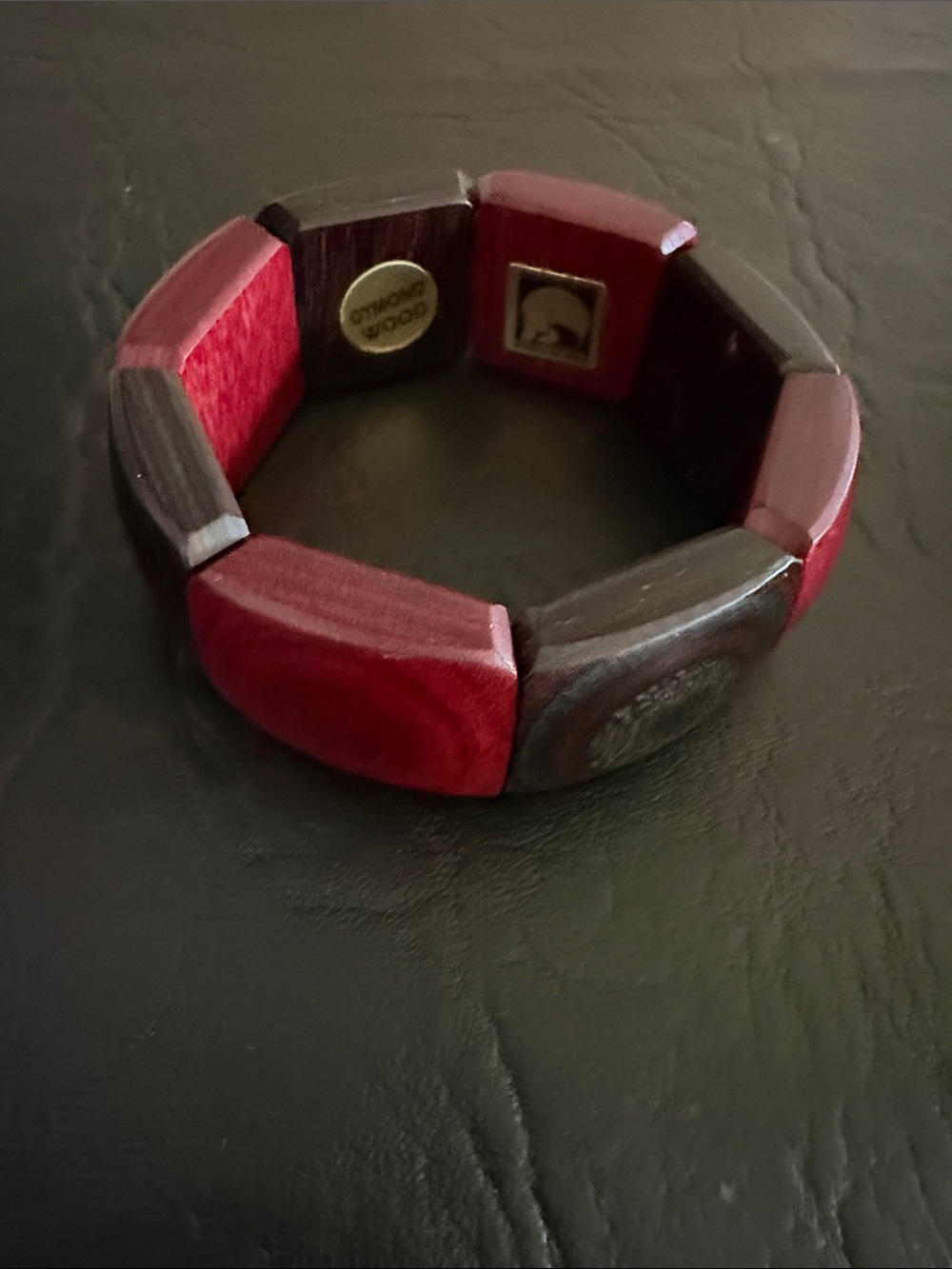Dymond Wood Stretch Bracelet - Red and Dark Brown made in Alaska